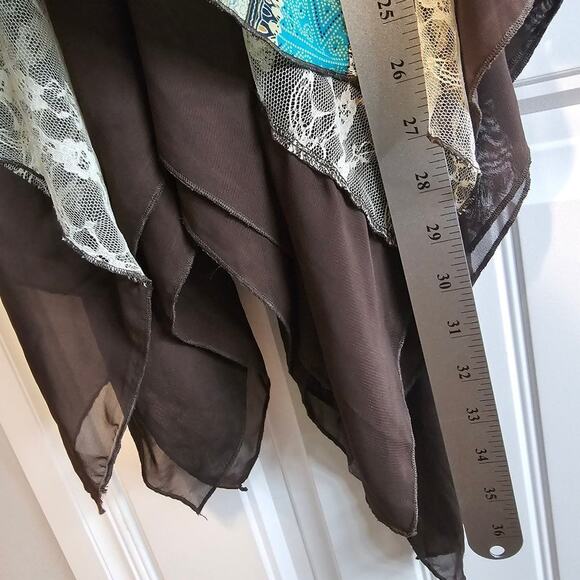 Vintage Y2K Wetseal Skirt Womens Large Brown Boho Festival Asymmetrical Fairy - Picture 7 of 11